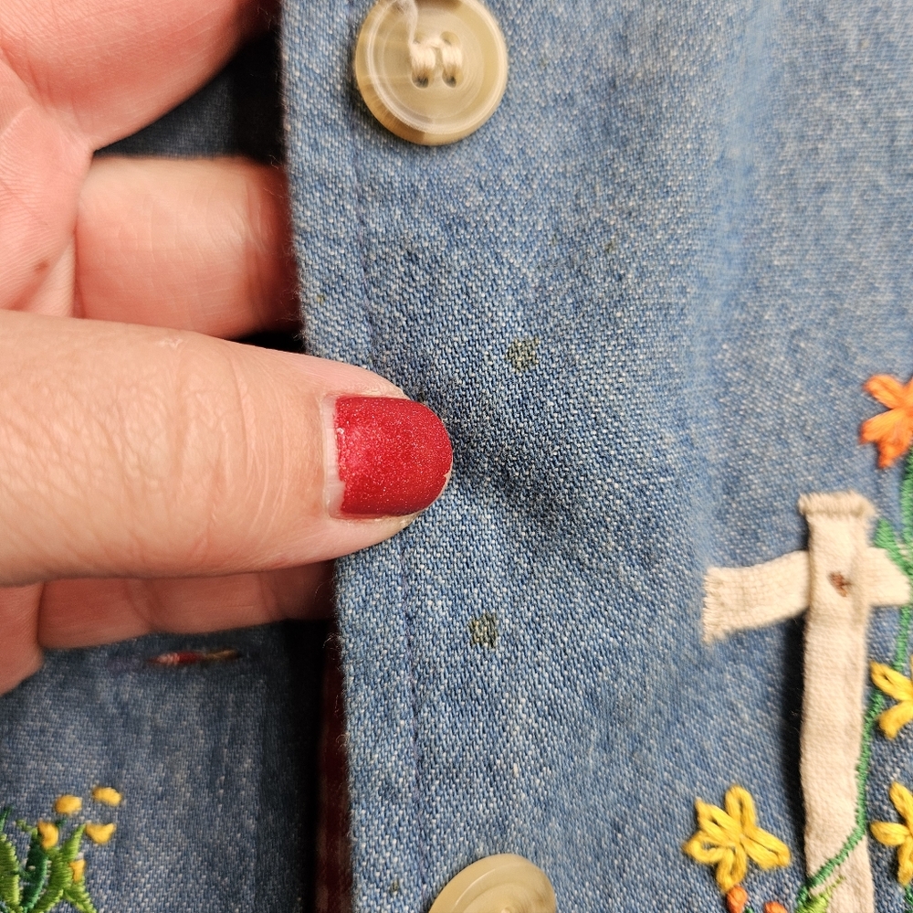 Casey & Max Vintage Women's Vest Size Large Cats In Garden Bird Bath Embroidery - Picture 6 of 14